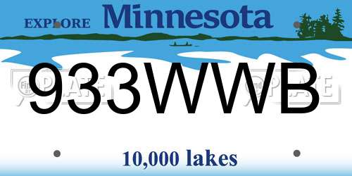 933WWB Minnesota License Plate