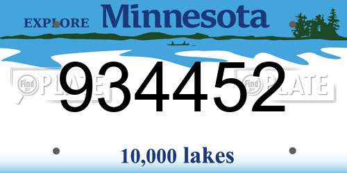 934452 Minnesota License Plate
