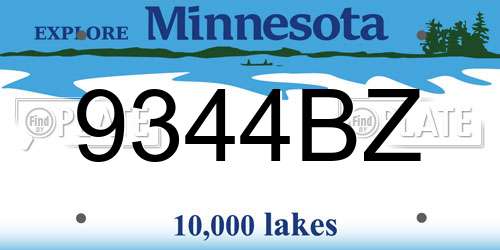 9344BZ Minnesota License Plate