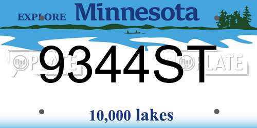 9344ST Minnesota License Plate