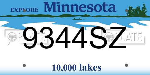 9344SZ Minnesota License Plate