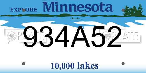 934A52 Minnesota License Plate