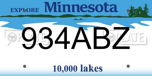 934ABZ Minnesota License Plate