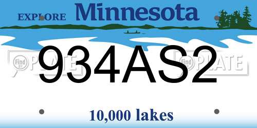 934AS2 Minnesota License Plate