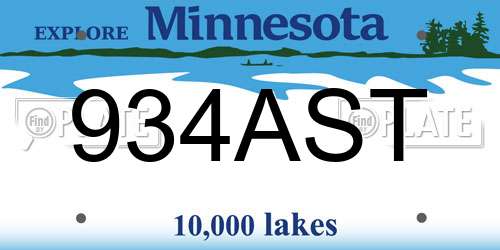 934AST Minnesota License Plate