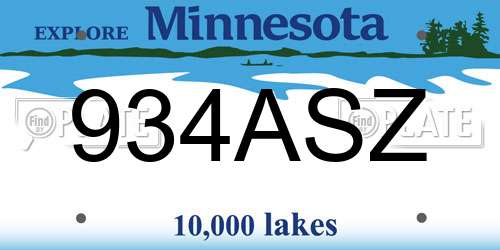 934ASZ Minnesota License Plate