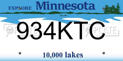 934KTC Minnesota License Plate
