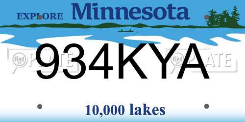 934KYA Minnesota License Plate