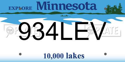934LEV Minnesota License Plate