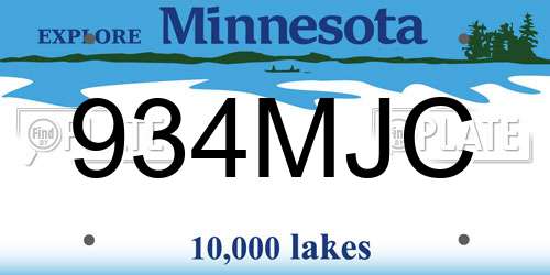 934MJC Minnesota License Plate