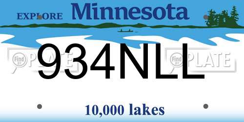 934NLL Minnesota License Plate