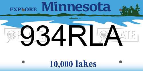 934RLA Minnesota License Plate
