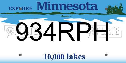 934RPH Minnesota License Plate