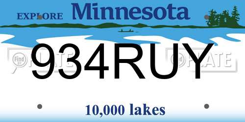 934RUY Minnesota License Plate