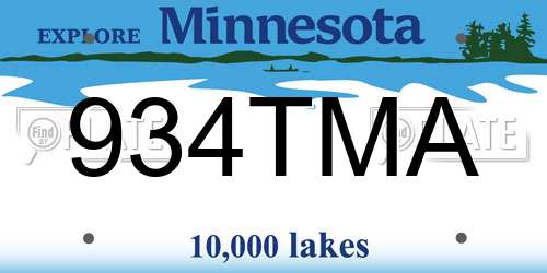 934TMA Minnesota License Plate