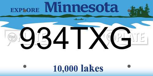 934TXG Minnesota License Plate