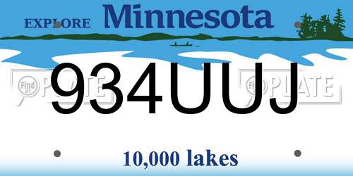 934UUJ Minnesota License Plate
