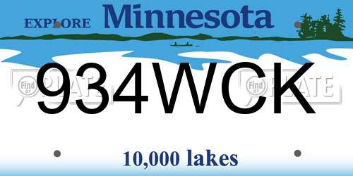 934WCK Minnesota License Plate