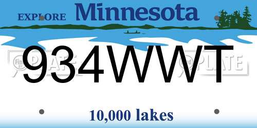 934WWT Minnesota License Plate