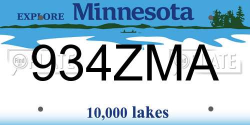 934ZMA Minnesota License Plate