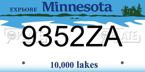9352ZA Minnesota License Plate