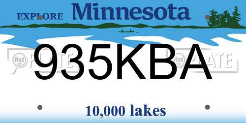 935KBA Minnesota License Plate