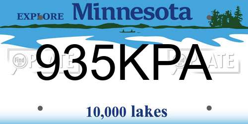 935KPA Minnesota License Plate