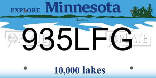 935LFG Minnesota License Plate