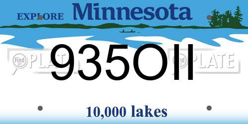 935OII Minnesota License Plate