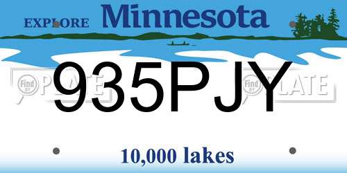 935PJY Minnesota License Plate