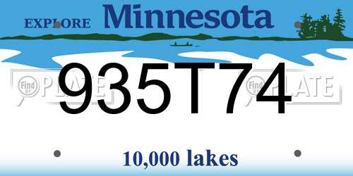 935T74 Minnesota License Plate