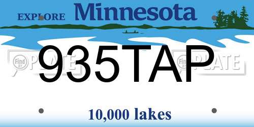 935TAP Minnesota License Plate