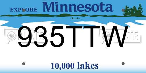 935TTW Minnesota License Plate