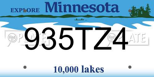 935TZ4 Minnesota License Plate