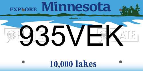935VEK Minnesota License Plate