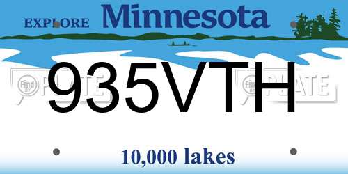 935VTH Minnesota License Plate