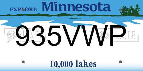 935VWP Minnesota License Plate