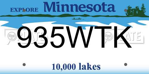 935WTK Minnesota License Plate