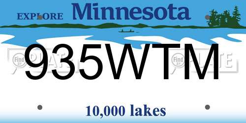 935WTM Minnesota License Plate