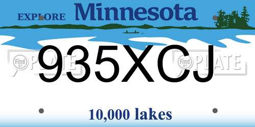 935XCJ Minnesota License Plate