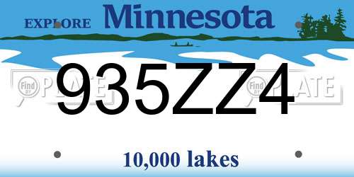 935ZZ4 Minnesota License Plate