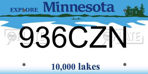 936CZN Minnesota License Plate