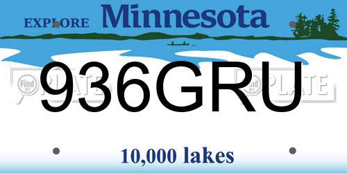 936GRU Minnesota License Plate