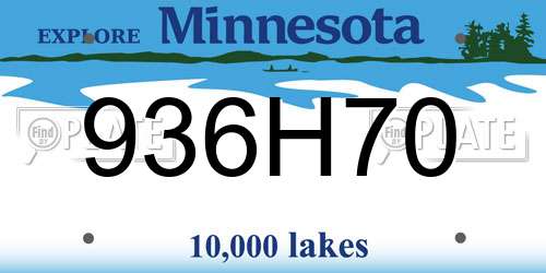 936H70 Minnesota License Plate
