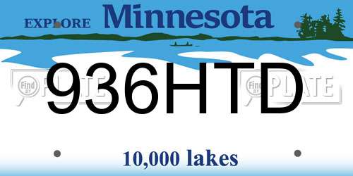 936HTD Minnesota License Plate