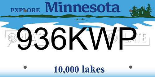 936KWP Minnesota License Plate