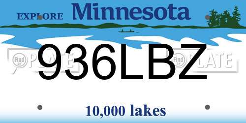 936LBZ Minnesota License Plate