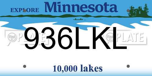 936LKL Minnesota License Plate