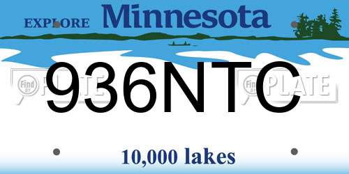 936NTC Minnesota License Plate