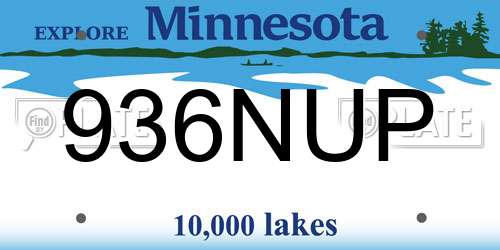 936NUP Minnesota License Plate